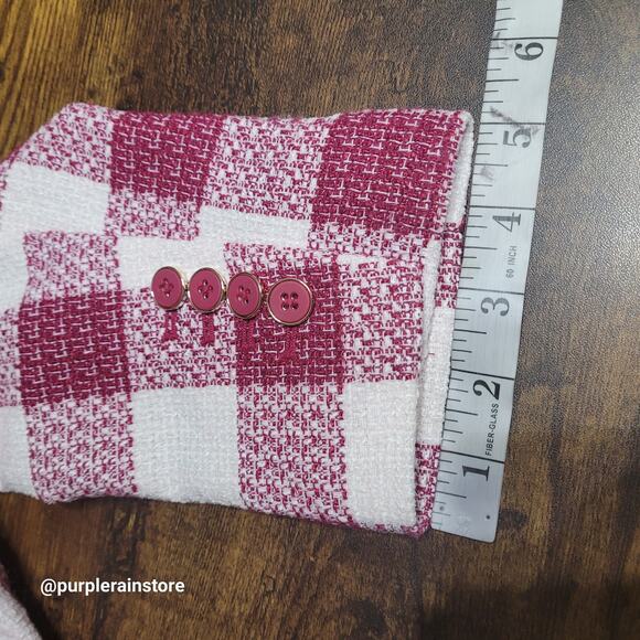 Liz Claiborne Blazer 14 P Tweed Buffalo Plaid Wool Blend Button Accents NWOT - Picture 10 of 11